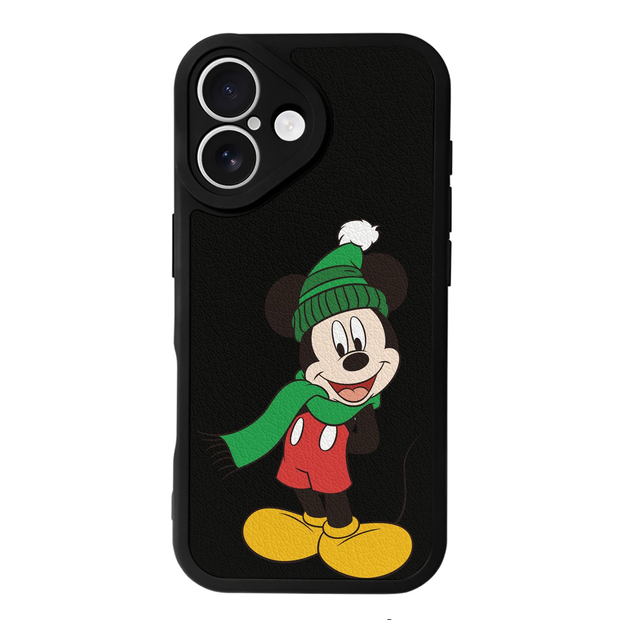 （画像用） ミッキーマウス Mickey Mouse 【iPhone 16シリーズ対応】シリコンスマホケース（レザー調） 材質：シリコン